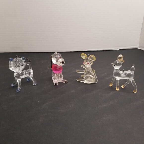 Set Of 4 Vintage Lucite Animal Figurines Ornaments - Picture 1 of 7